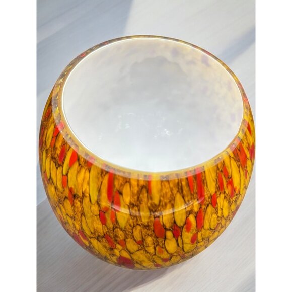 Vintage Replacement Pendant Hand Blown Light Shade Globe Amber, Red, Brown 2" Fi - Picture 4 of 5